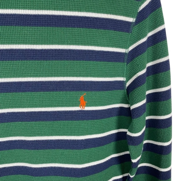 Polo Ralph Lauren Men’s Multi-Stripe Waffle Knit Pajama Shirt Green Size M - Picture 9 of 9